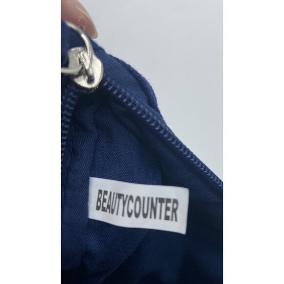 BEAUTYCOUNTER Canvas Bag Blue Zippered Makeup Cosmetic Clean Beauty Vacation - Picture 5 of 10